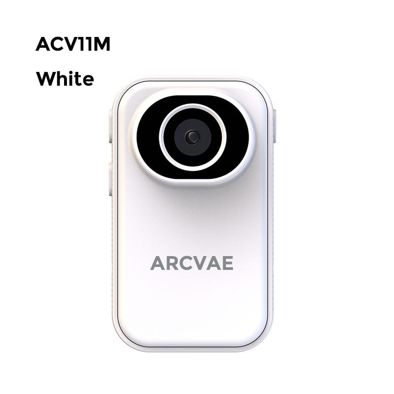 ACV11M White Sports Tiny Camera, 3MP Photo 2K Video, Super Tiny and light design, Thumb size, Riding kits, Magnet Lanyard