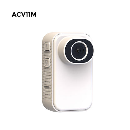 ACV11M White Sports Tiny Camera, 3MP Photo 2K Video, Super Tiny and light design, Thumb size, Riding kits, Magnet Lanyard