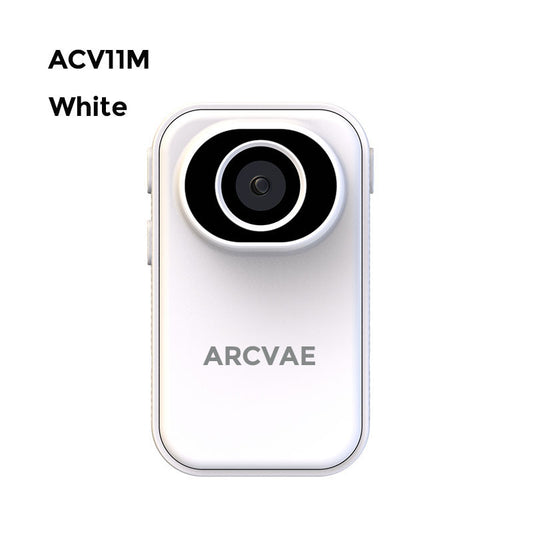 ACV11M White Sports Tiny Camera, 3MP Photo 2K Video, Super Tiny and light design, Thumb size, Riding kits, Magnet Lanyard